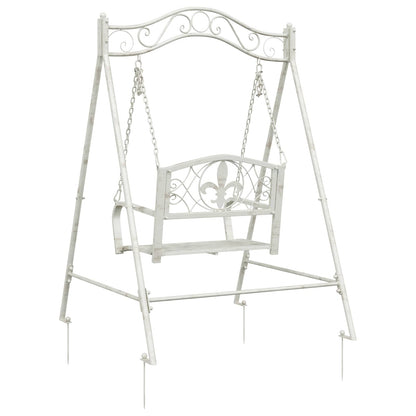 Panchina a Dondolo Acciaio 113 x 121,5 x 168 cm Bianco Antico | homemem39