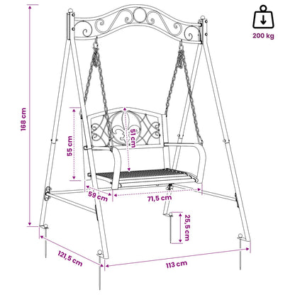 Panchina a Dondolo Acciaio 113 x 121,5 x 168 cm Bianco Antico | homemem39