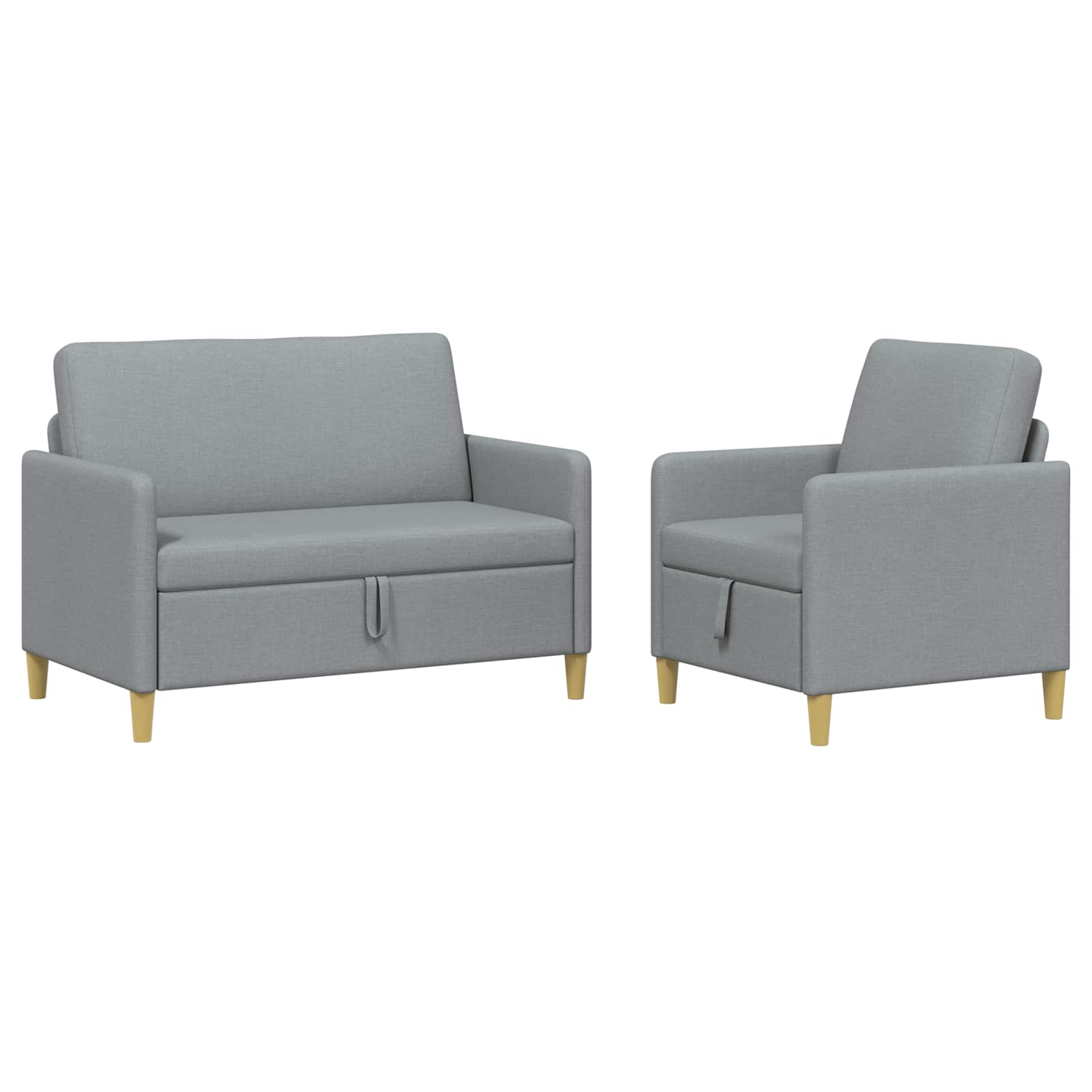 Set di Divani con Storage 2 pcs Grigio Chiaro Poliestere | homemem39