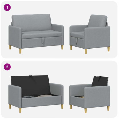 Set di Divani con Storage 2 pcs Grigio Chiaro Poliestere | homemem39