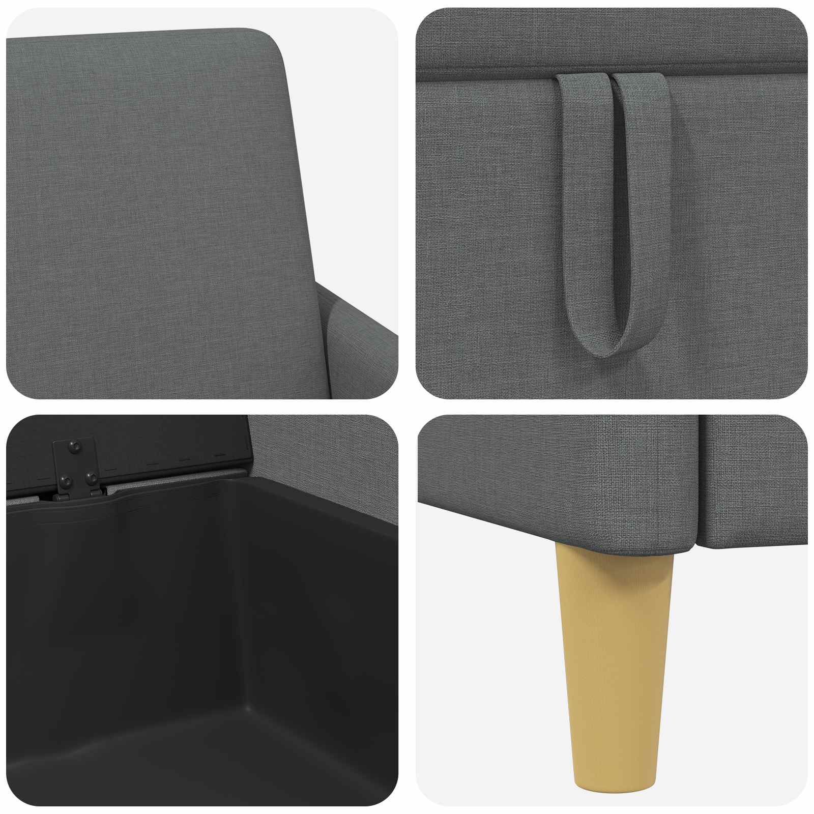 Set di Divani con Storage 2 pcs Grigio Scuro Poliestere | homemem39