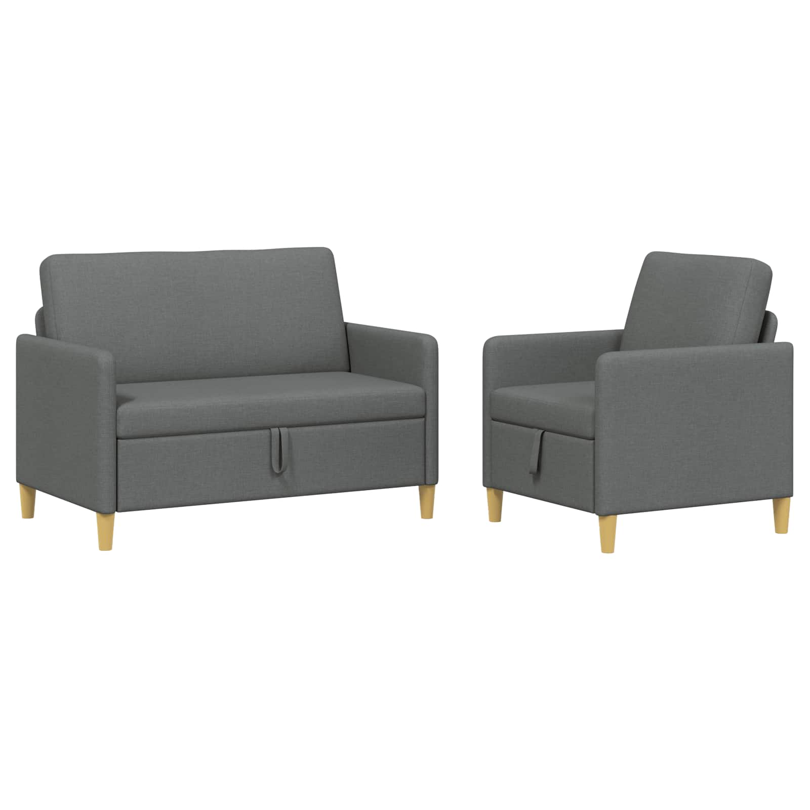 Set di Divani con Storage 2 pcs Grigio Scuro Poliestere | homemem39