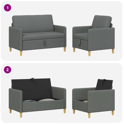Set di Divani con Storage 2 pcs Grigio Scuro Poliestere | homemem39