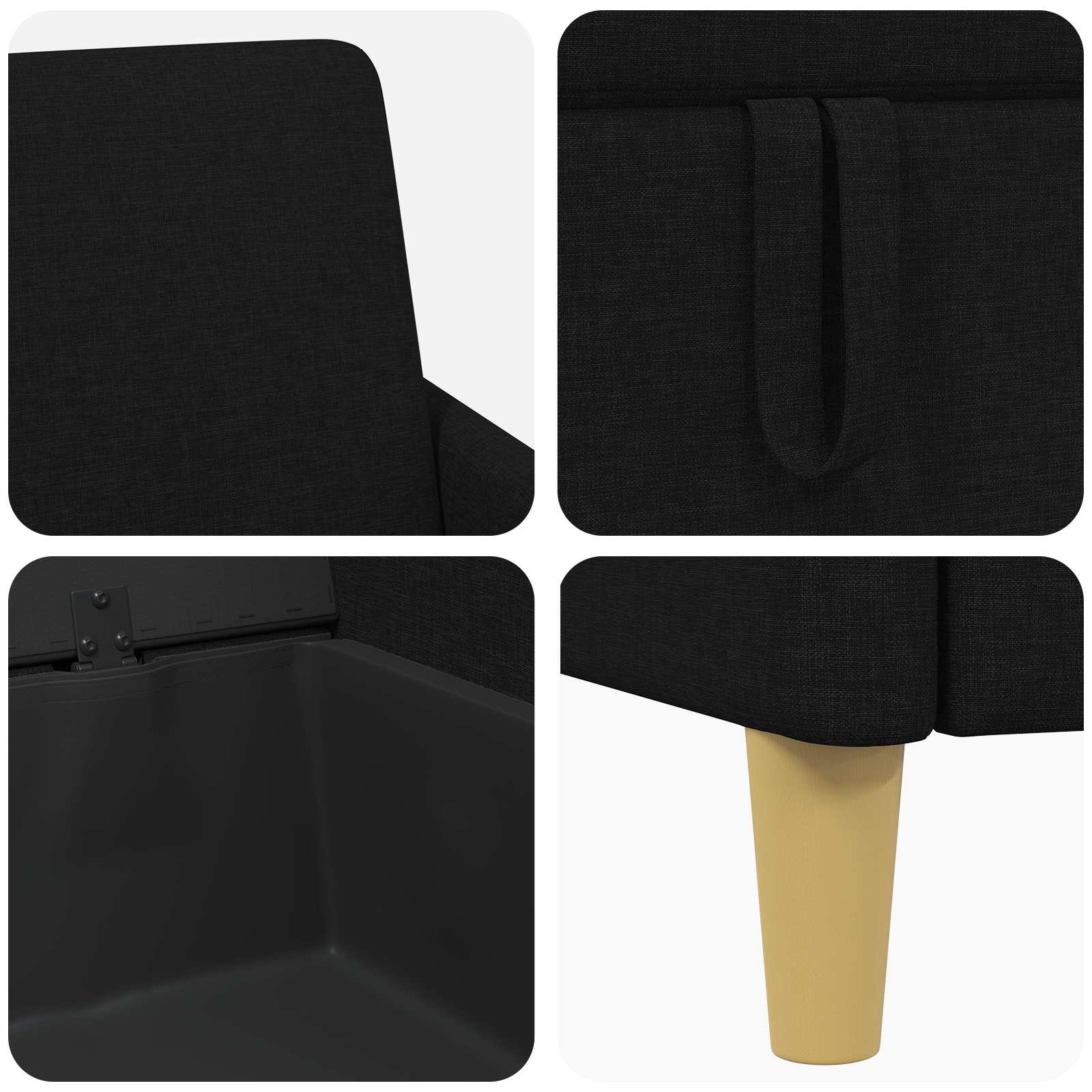 Set di Divani con Storage 2 pcs Nero Poliestere | homemem39