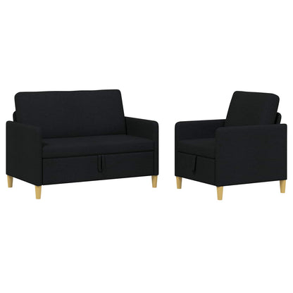 Set di Divani con Storage 2 pcs Nero Poliestere | homemem39