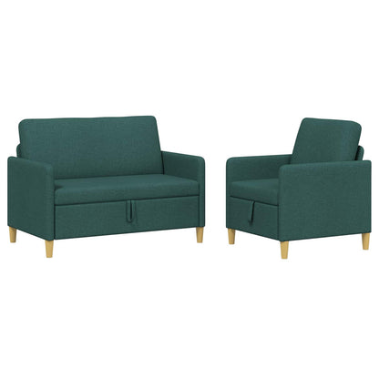 Set di Divani con Storage 2 pcs Verde Scuro Poliestere | homemem39
