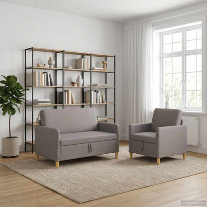 Set di Divani con Storage 2 pcs Tortora Poliestere | homemem39