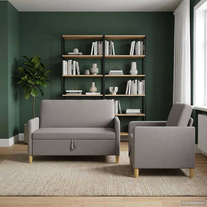 Set di Divani con Storage 2 pcs Tortora Poliestere | homemem39