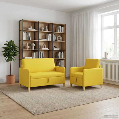 Set di Divani con Storage 2 pcs Giallo Chiaro Poliestere | homemem39