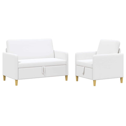 Set di Divani con Storage 2 pcs Bianco Poliestere | homemem39