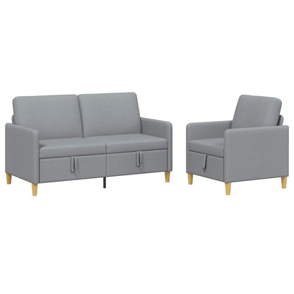 Set di Divani con Storage 2 pz Grigio Chiaro Poliestere