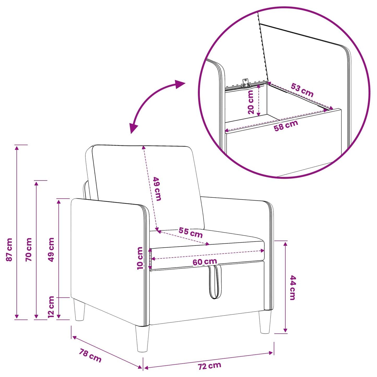 Set di Divani con Storage 2 pz Grigio Chiaro Poliestere