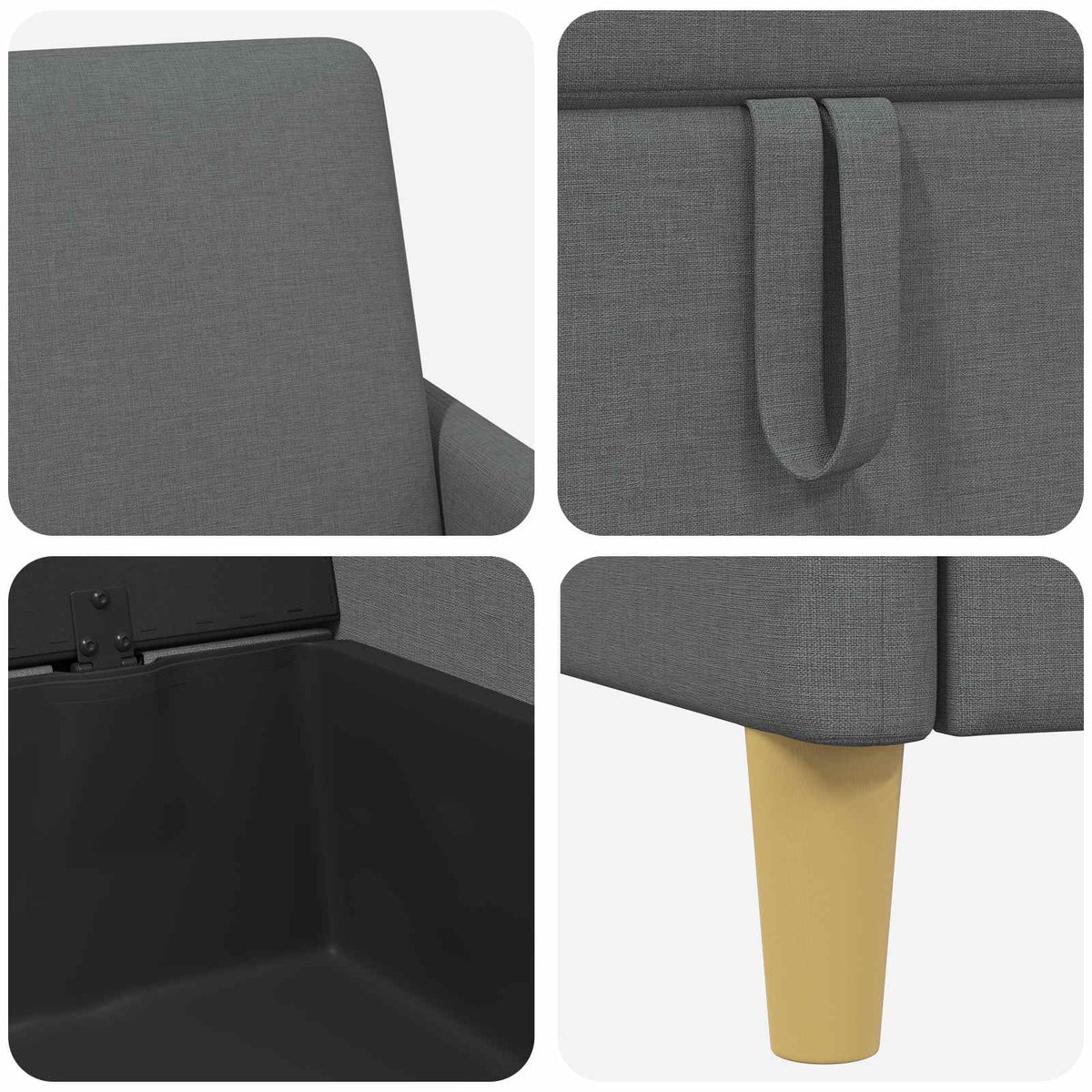 Set di Divani con Storage 2 pz Grigio Scuro Poliestere