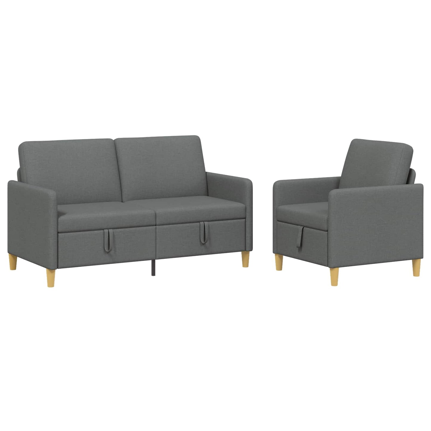 Set di Divani con Storage 2 pz Grigio Scuro Poliestere