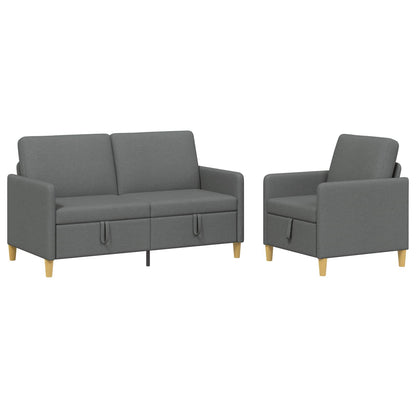 Set di Divani con Storage 2 pz Grigio Scuro Poliestere
