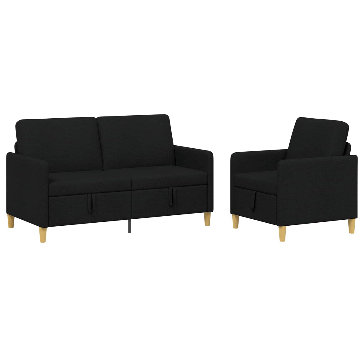 Set di Divani con Storage 2 pz Nero Poliestere