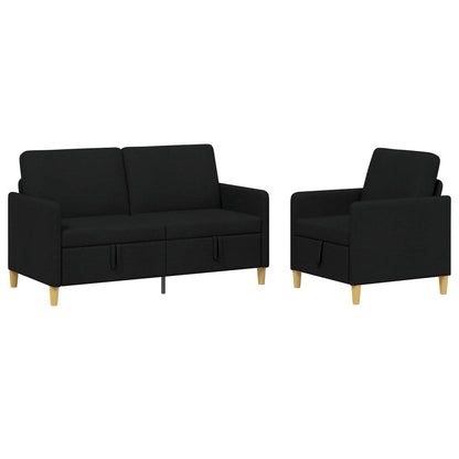 Set di Divani con Storage 2 pz Nero Poliestere