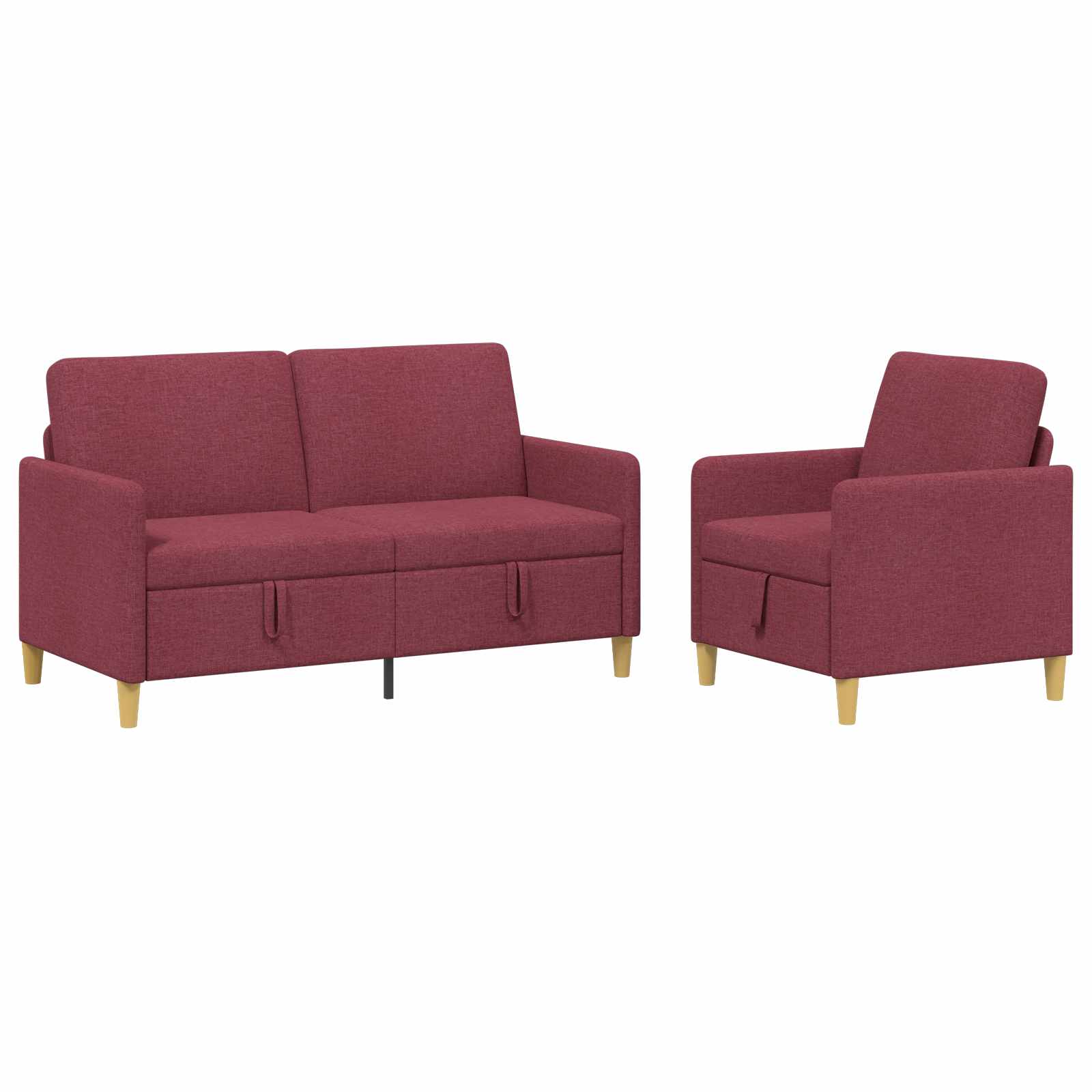 Set di Divani con Storage 2 pcs Rosso Vino Poliestere | homemem39