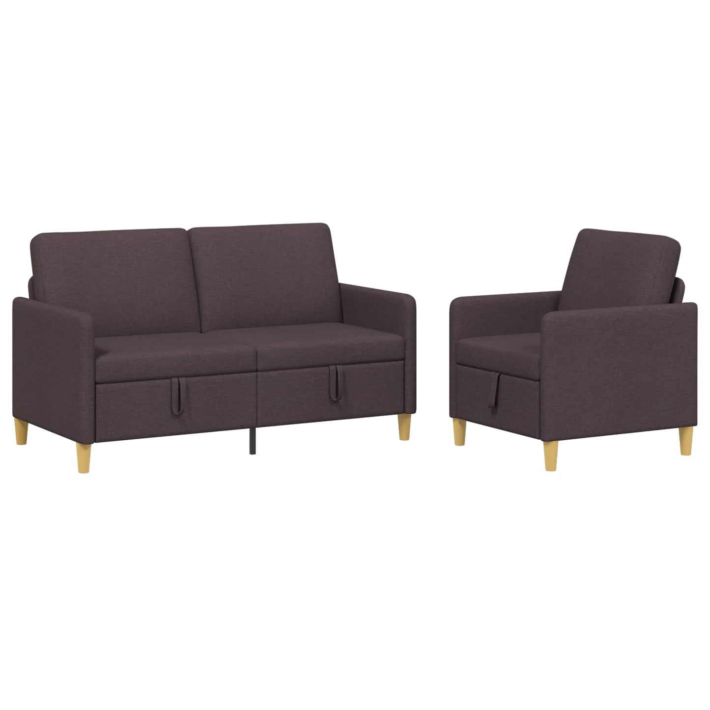 Set di Divani con Storage 2 pz Marrone Scuro Poliestere