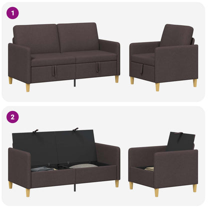 Set di Divani con Storage 2 pz Marrone Scuro Poliestere