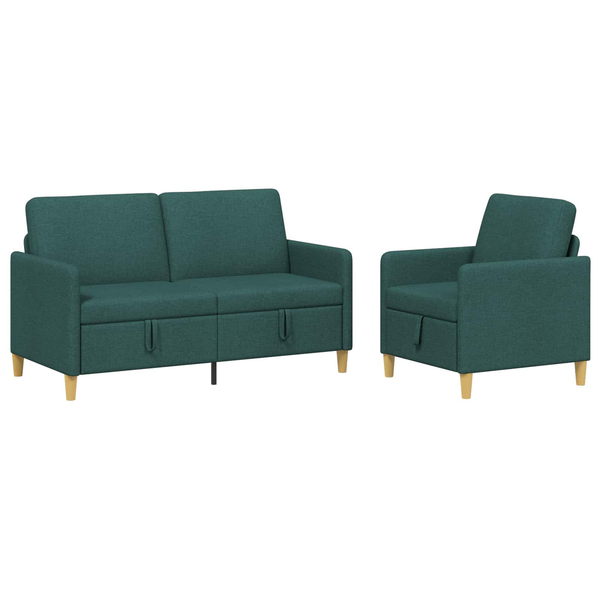 Set di Divani con Storage 2 pz Verde Scuro Poliestere