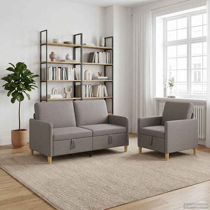 Set di Divani con Storage 2 pcs Tortora Poliestere | homemem39