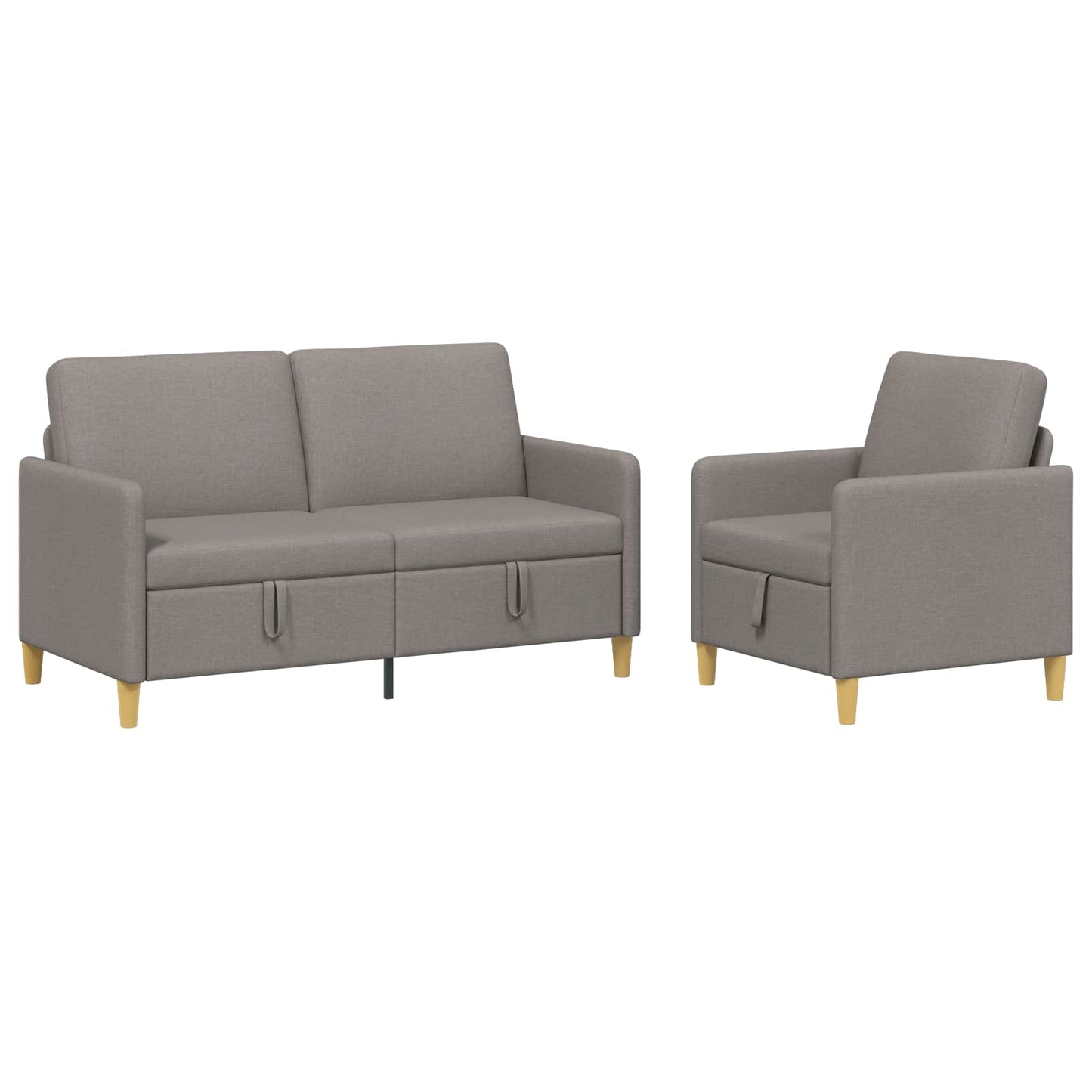 Set di Divani con Storage 2 pz Tortora Poliestere