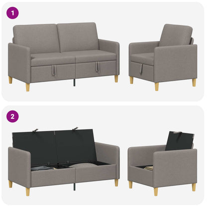 Set di Divani con Storage 2 pz Tortora Poliestere