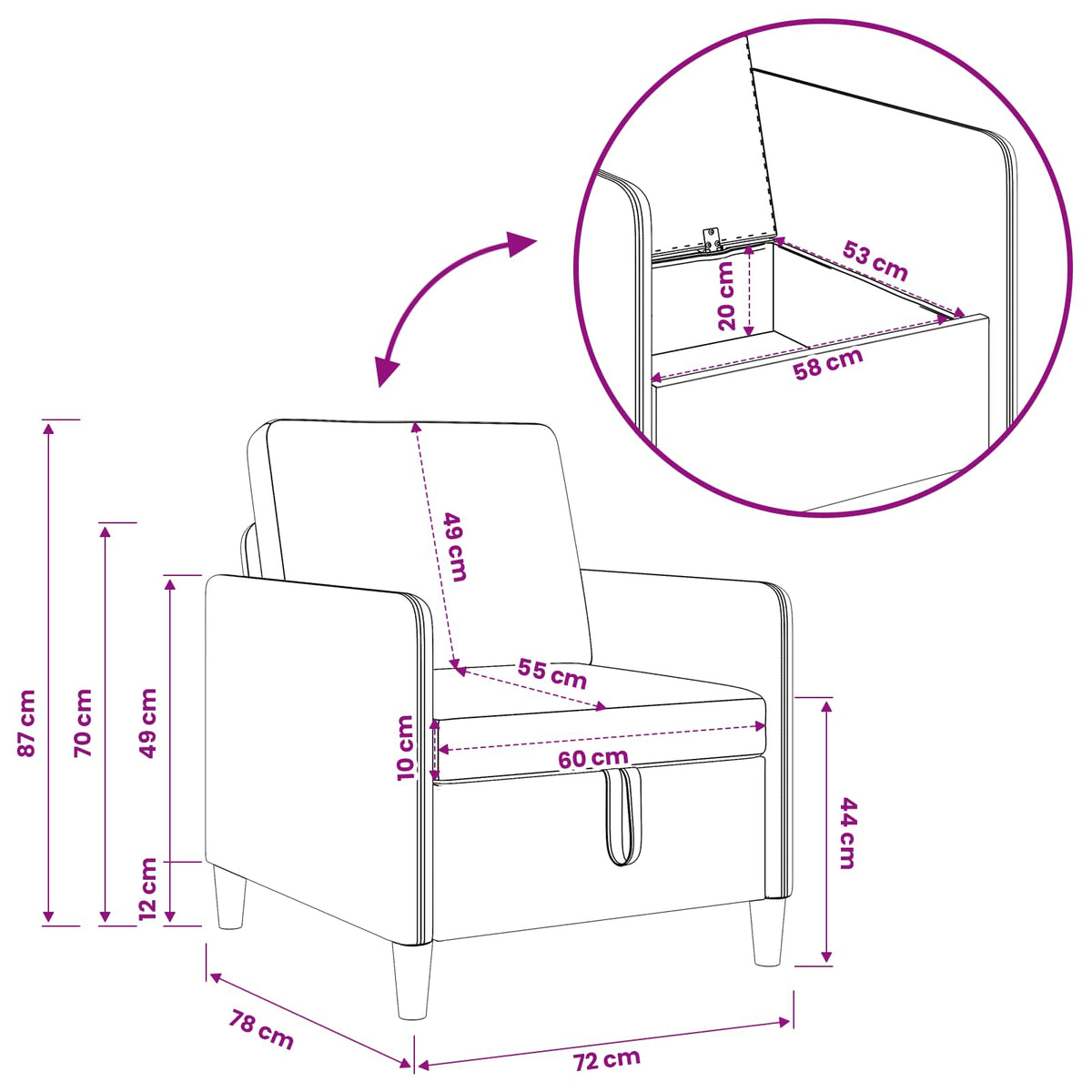 Set di Divani con Storage 2 pz Tortora Poliestere
