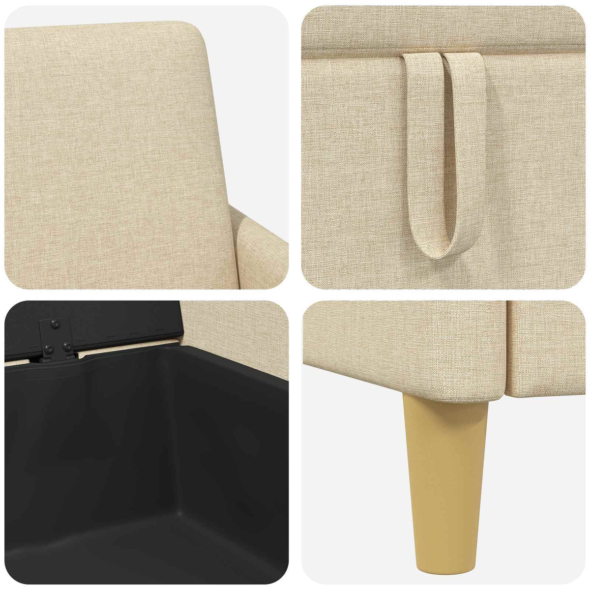 Set di Divani con Storage 2 pz Crema Poliestere