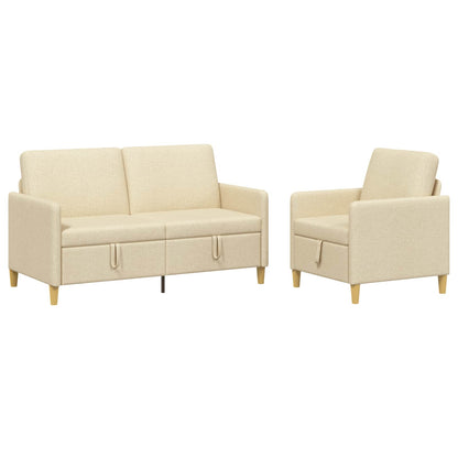 Set di Divani con Storage 2 pz Crema Poliestere