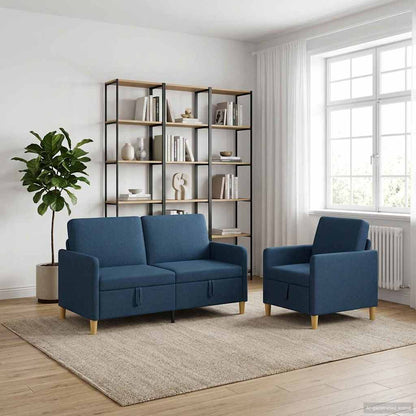 Set di Divani con Storage 2 pcs Blu Poliestere | homemem39