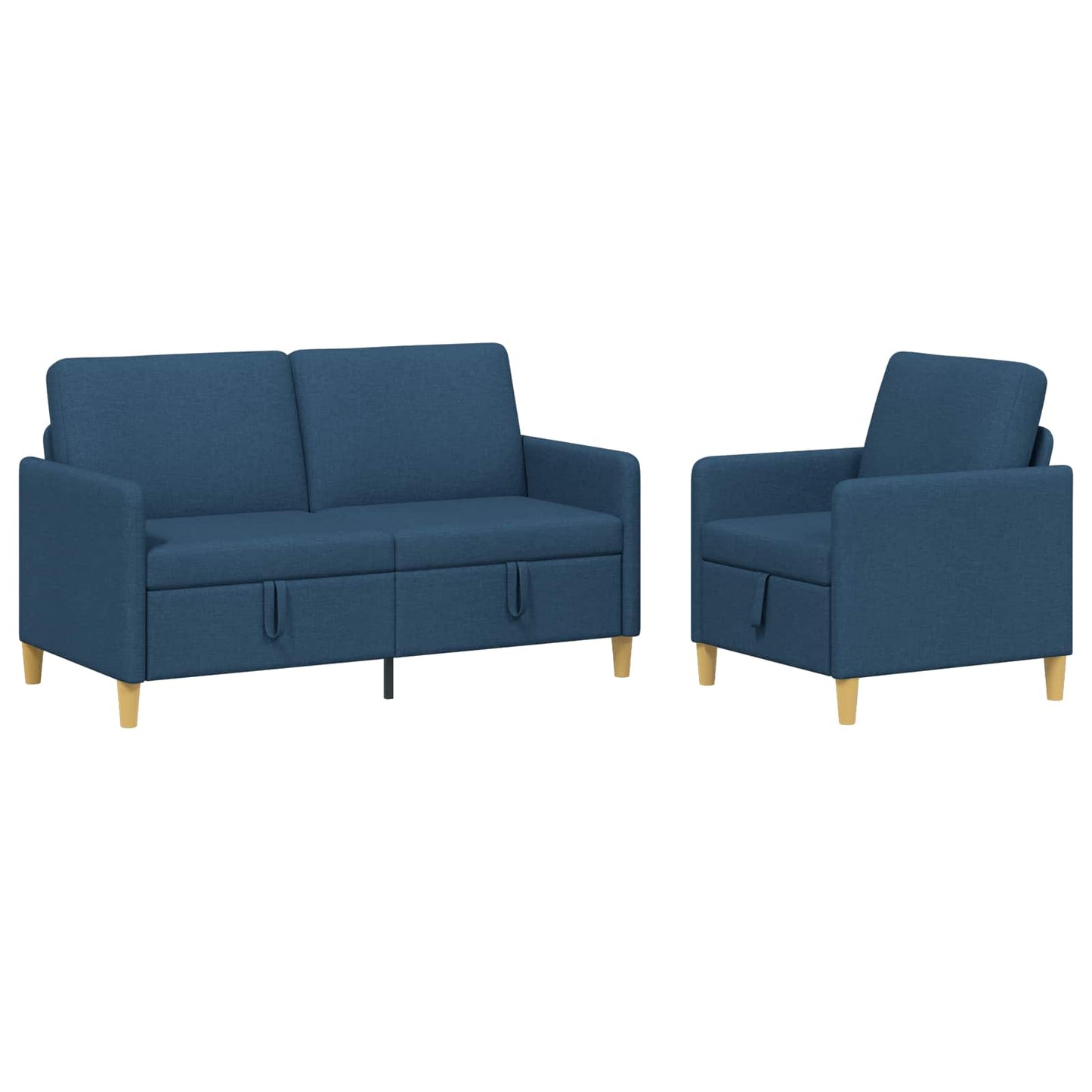 Set di Divani con Storage 2 pz Blu Poliestere
