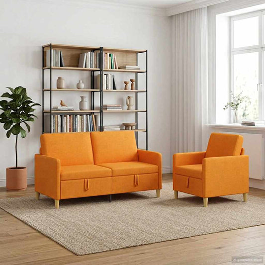 Set di Divani con Storage 2 pz Giallo Scuro Poliestere
