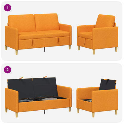 Set di Divani con Storage 2 pcs Giallo Scuro Poliestere | homemem39
