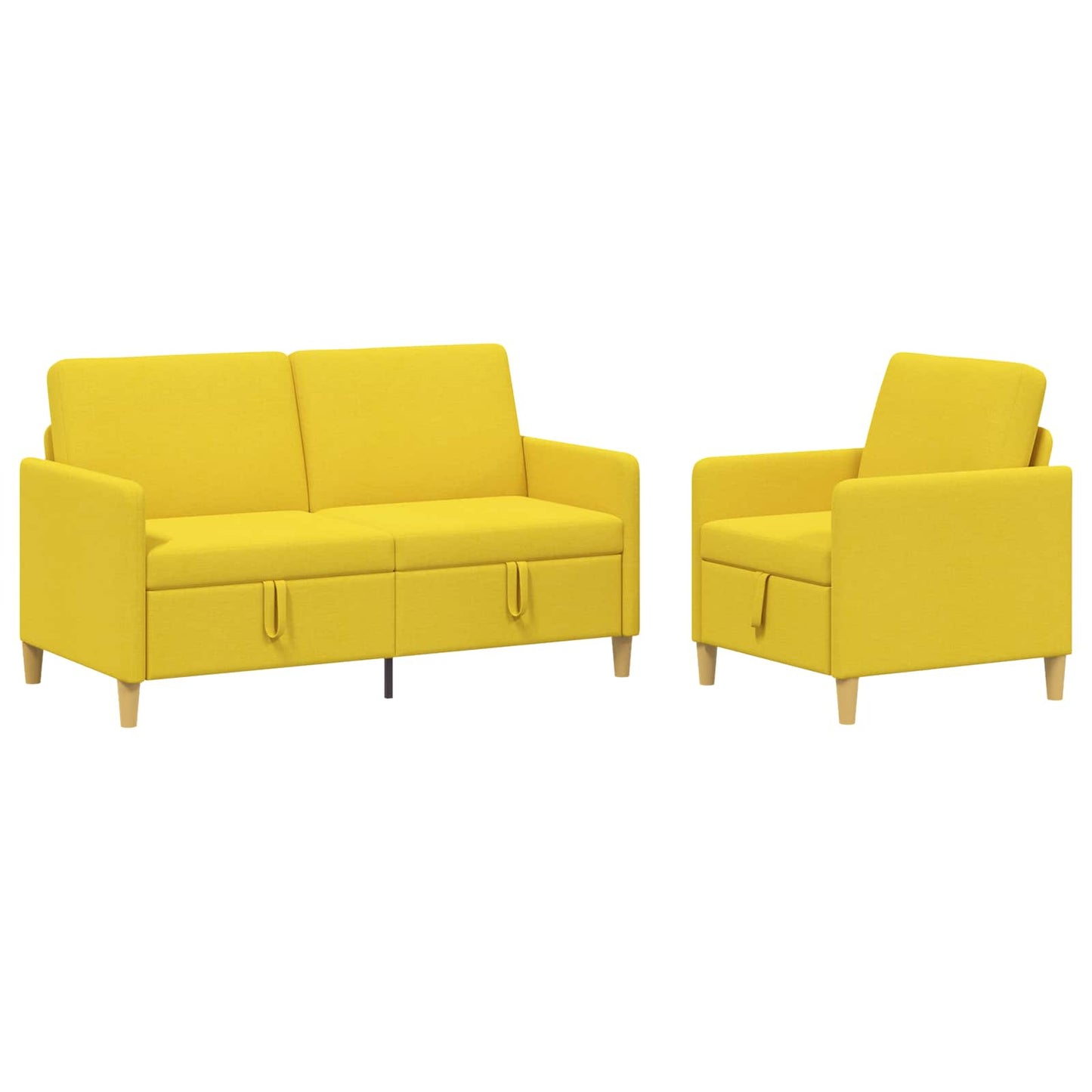 Set di Divani con Storage 2 pcs Giallo Chiaro Poliestere | homemem39