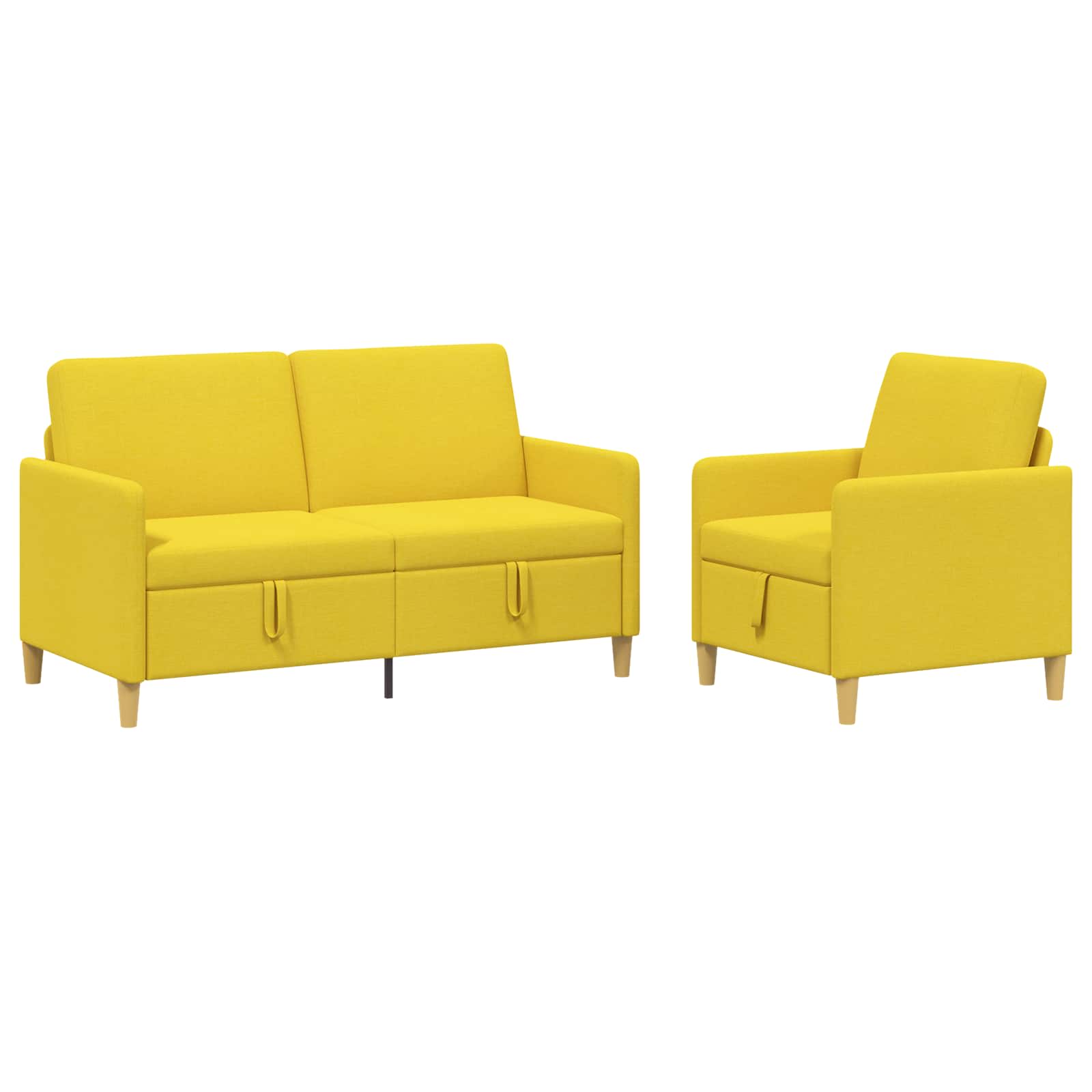Set di Divani con Storage 2 pcs Giallo Chiaro Poliestere | homemem39