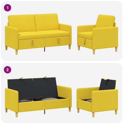 Set di Divani con Storage 2 pcs Giallo Chiaro Poliestere | homemem39