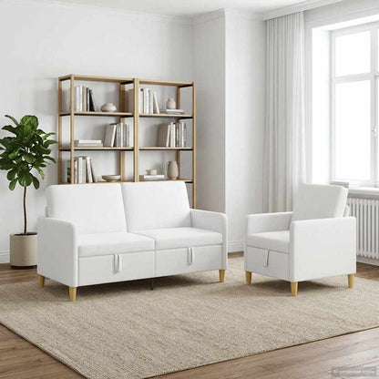 Set di Divani con Storage 2 pz Bianco Poliestere