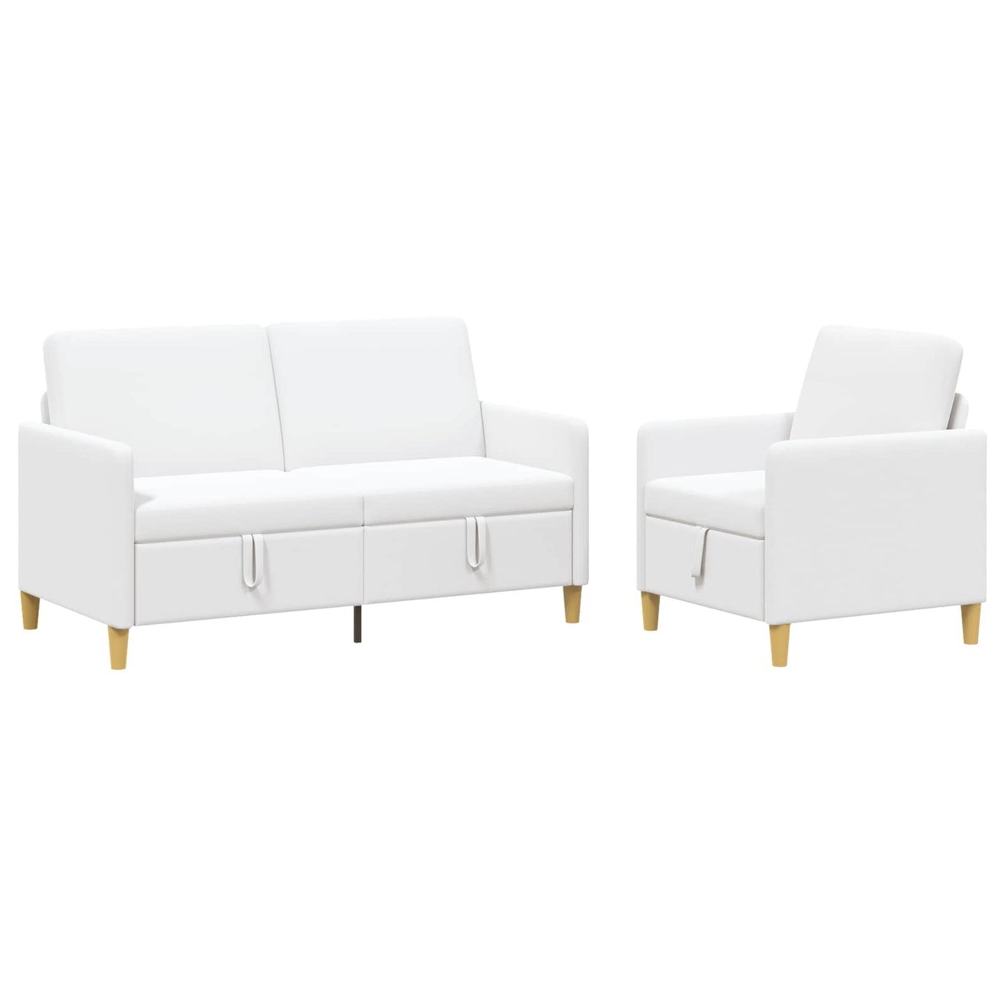 Set di Divani con Storage 2 pz Bianco Poliestere