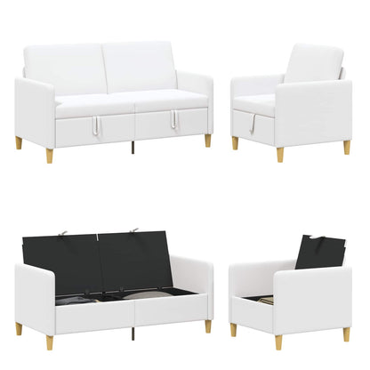Set di Divani con Storage 2 pcs Bianco Poliestere | homemem39