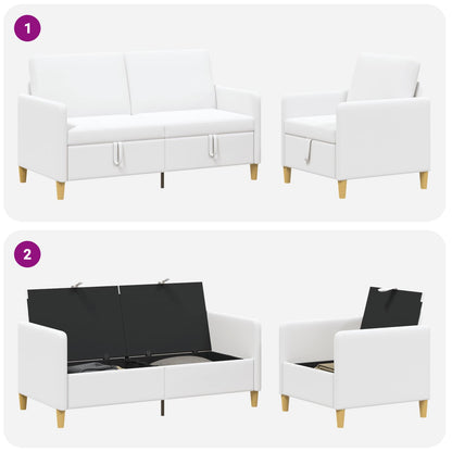 Set di Divani con Storage 2 pz Bianco Poliestere