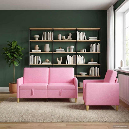 Set di Divani con Storage 2 pcs Rosa Poliestere | homemem39