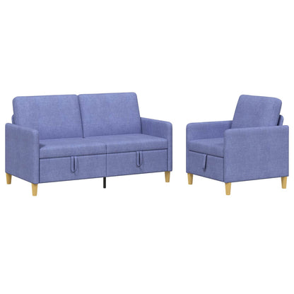 Set di Divani con Storage 2 pz Blu jeans Poliestere