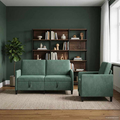 Set di Divani con Storage 2 pz Verde Mare Poliestere | homemem39