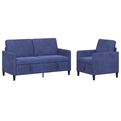 Set di Divani con Storage 2 pz Blu Polizia Poliestere