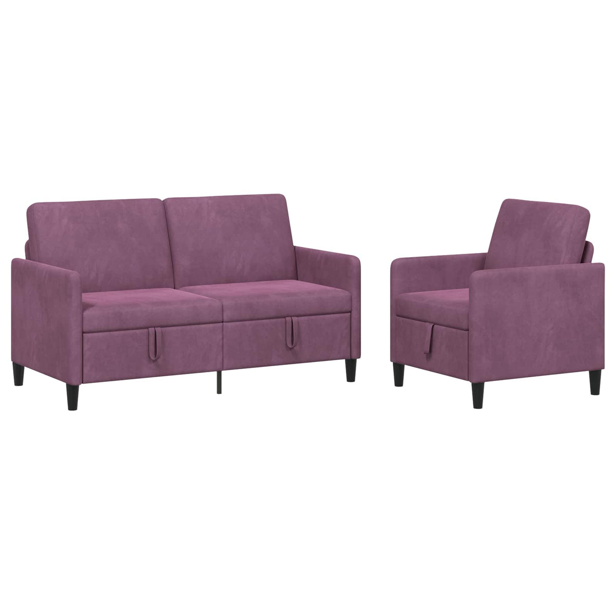 Set di Divani con Storage 2 pz Viola Poliestere