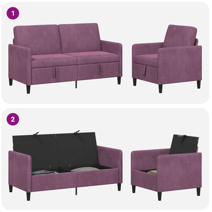Set di Divani con Storage 2 pz Viola Poliestere | homemem39