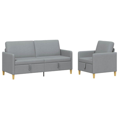 Set di Divani con Storage 2 pcs Grigio Chiaro Poliestere