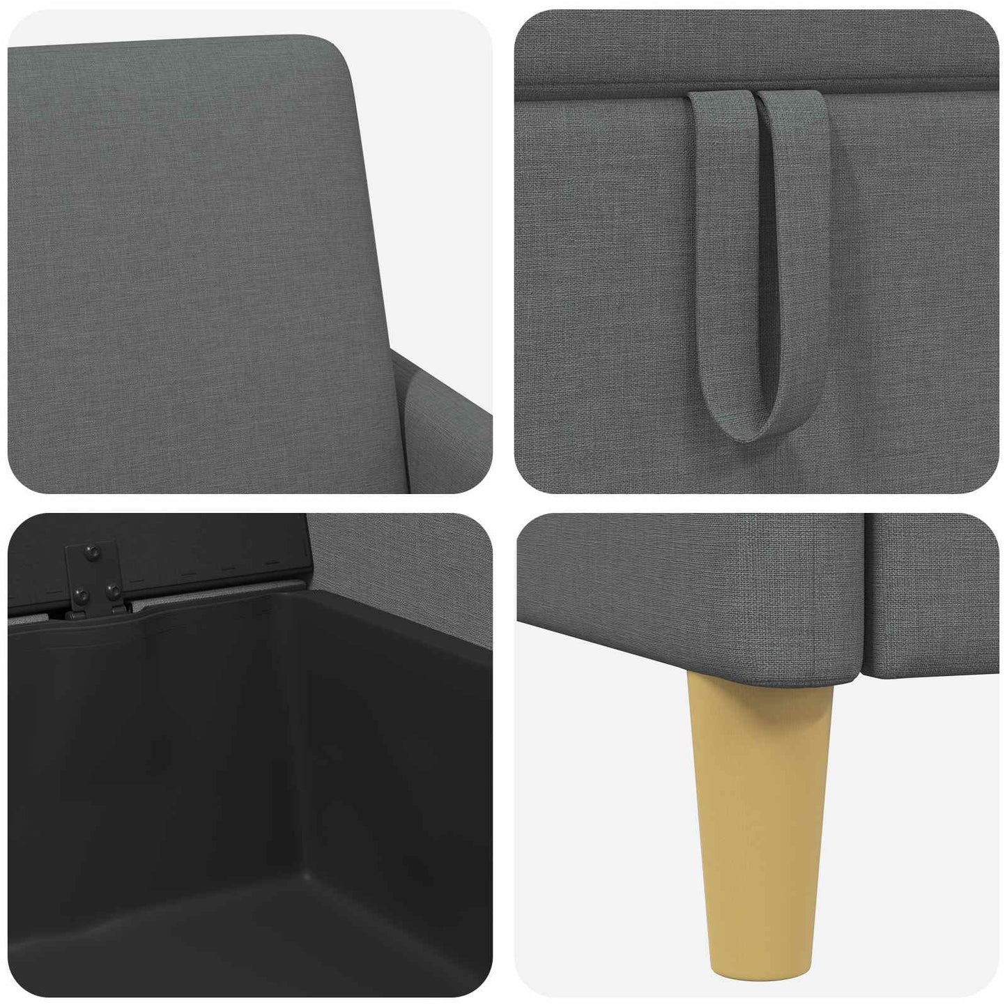 Set di Divani con Storage 2 pz Grigio Scuro Poliestere